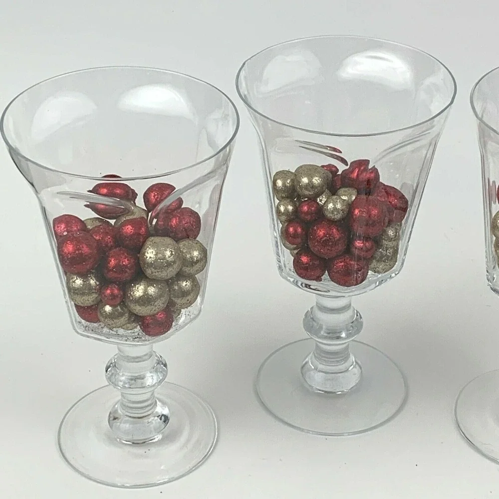 Lenox Water Wine Goblets Clear Glass Paneled Knob Stem Elegant Party Minimalist